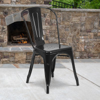 Flash Furniture CH-31230-BK-GG Black Metal Indoor-Outdoor Stackable Chair